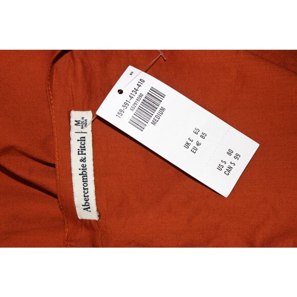 ABERCROMBIE & FITCH *Deadstock* Long-Sleeve Poplin Babydoll Dress in Paprika (M) - Picture 8 of 12